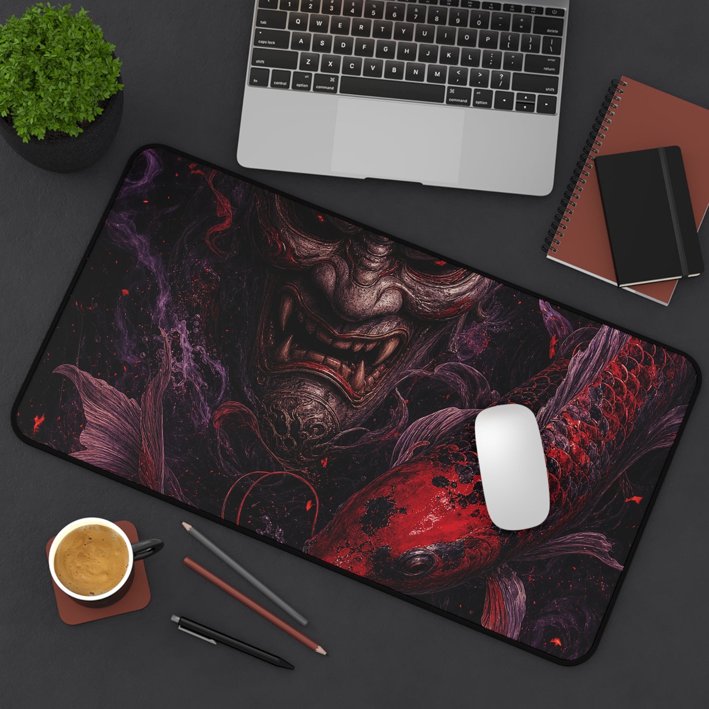 Oni Mask With Koi Fish - Sudoni Brand Gaming Desk Mat