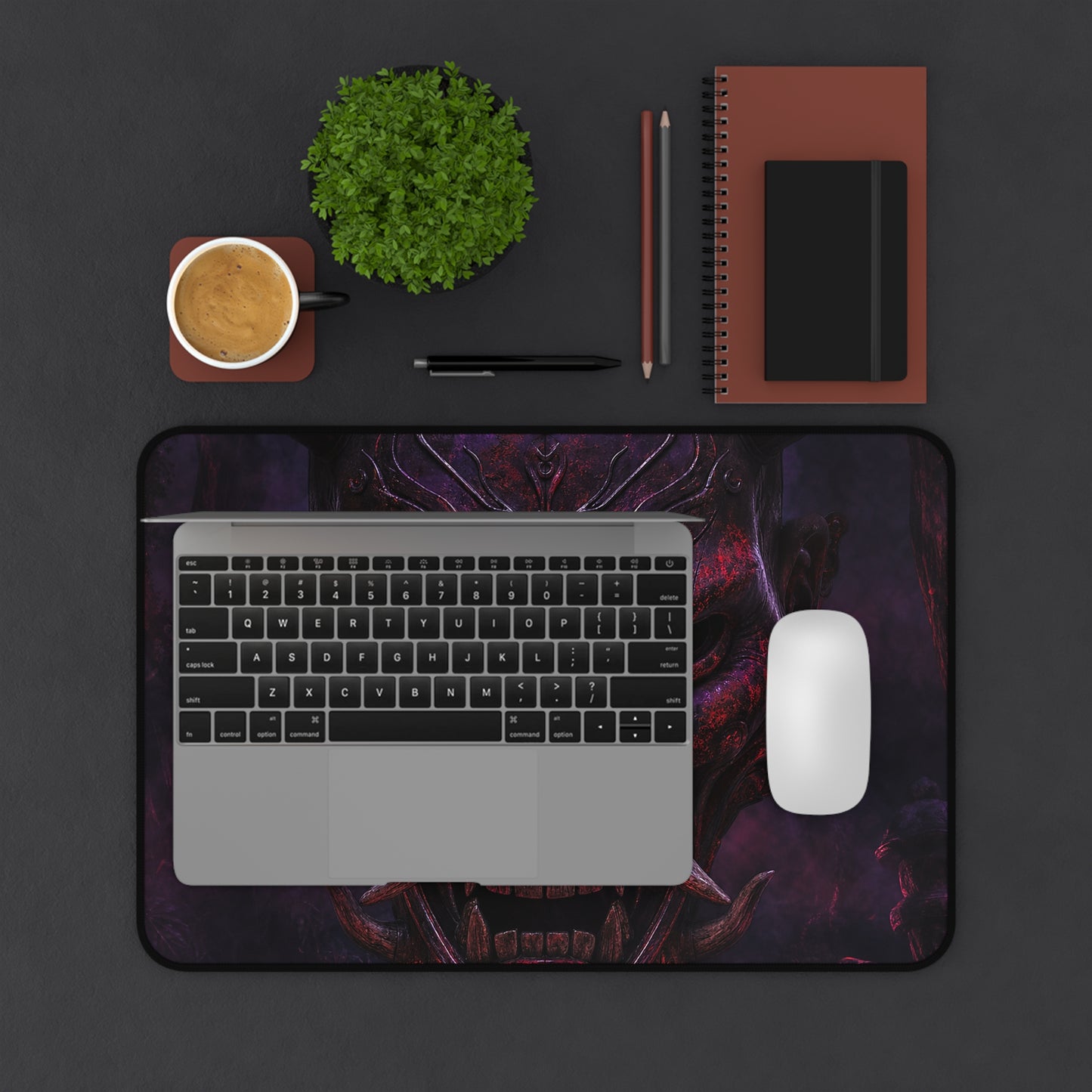 Oni Mask With Dark Forest Behind - Sudoni Brand Gaming Desk Mat