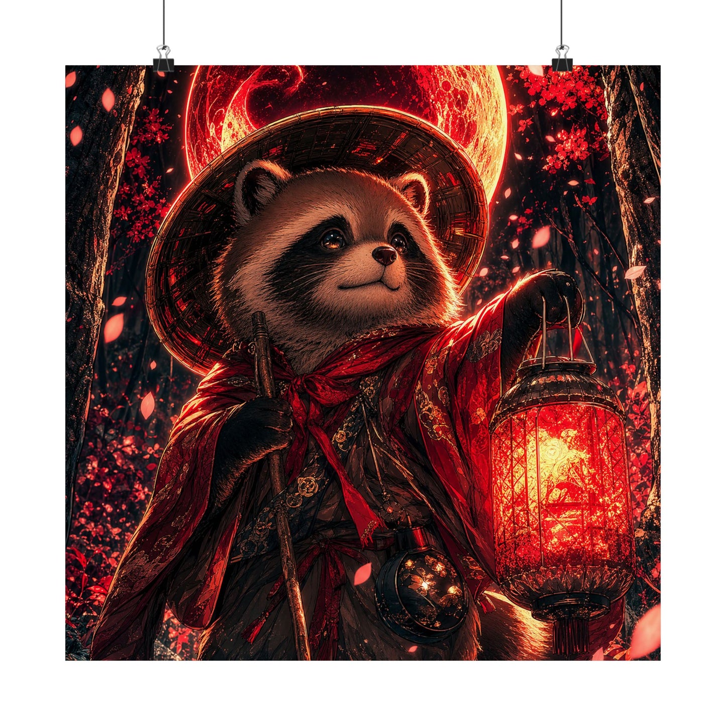 Tanuki In Forest - Anime Manga Art Print (Matte Poster)