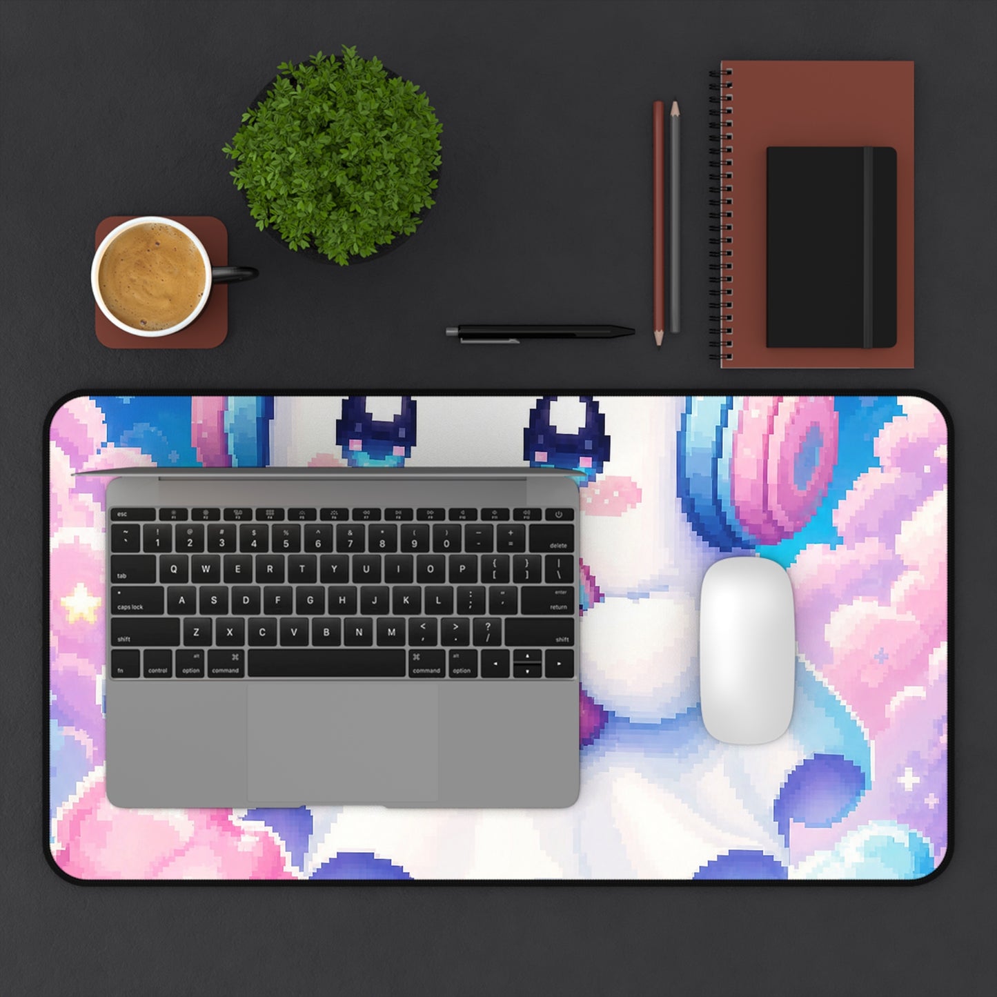 Cute Gaming Ghost With Controller - Kawaii Gaming Gaming Desk Mat