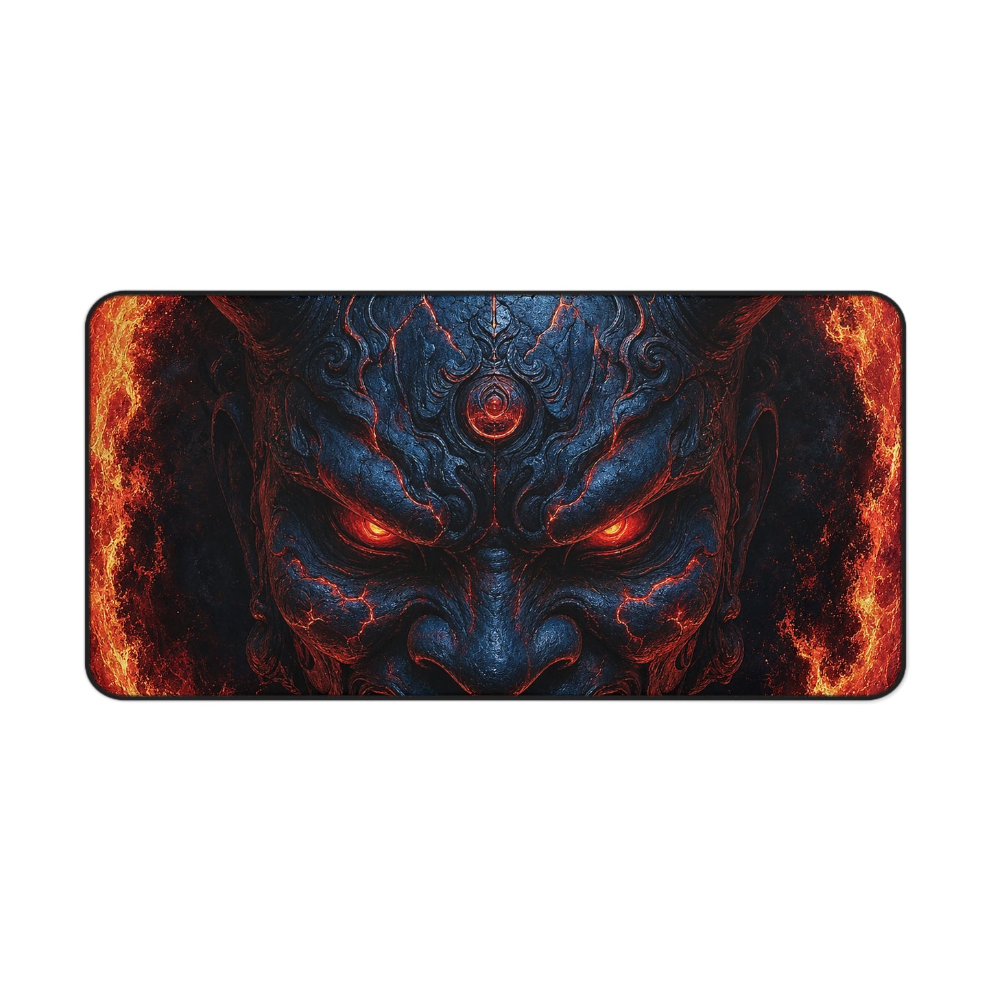 Oni Mask In Ring Of Fire - Sudoni Brand Gaming Desk Mat