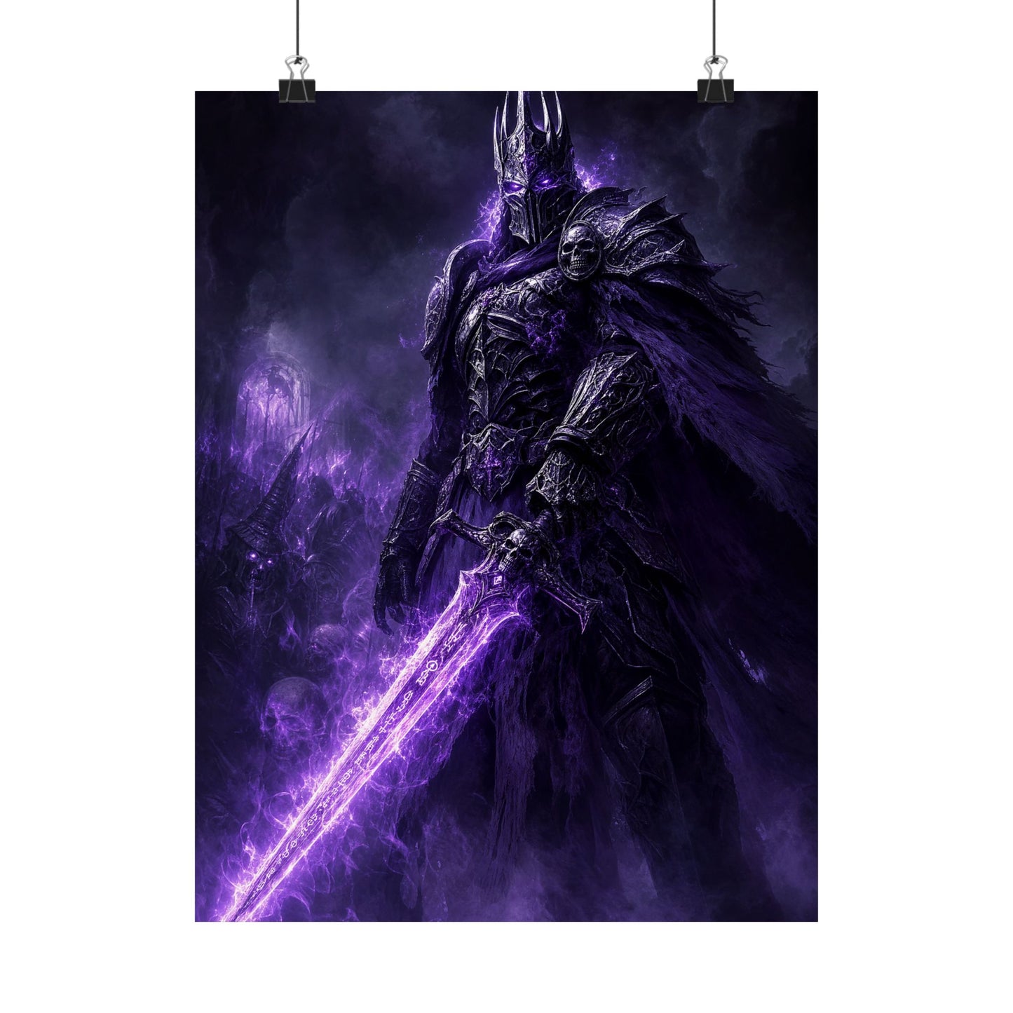 Death Knight With Glowing Sword - Dark Fantasy Art Print (Matte Poster)
