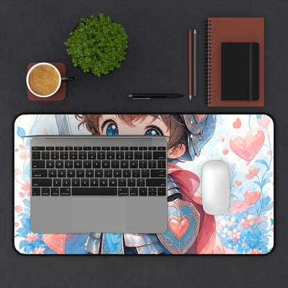 Cute Chibi Knight With Tiny Sword - Kawaii Gaming Gaming Desk Mat