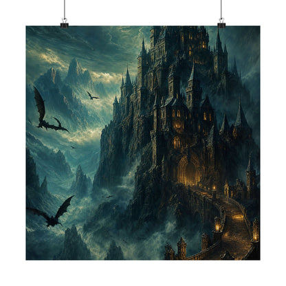 Vampire Castle In The Mountains - Dark Fantasy Art Print (Matte Poster)