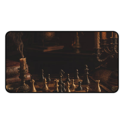 Chess Board Mid-Game In Candlelight - Dark Academia Gaming Desk Mat