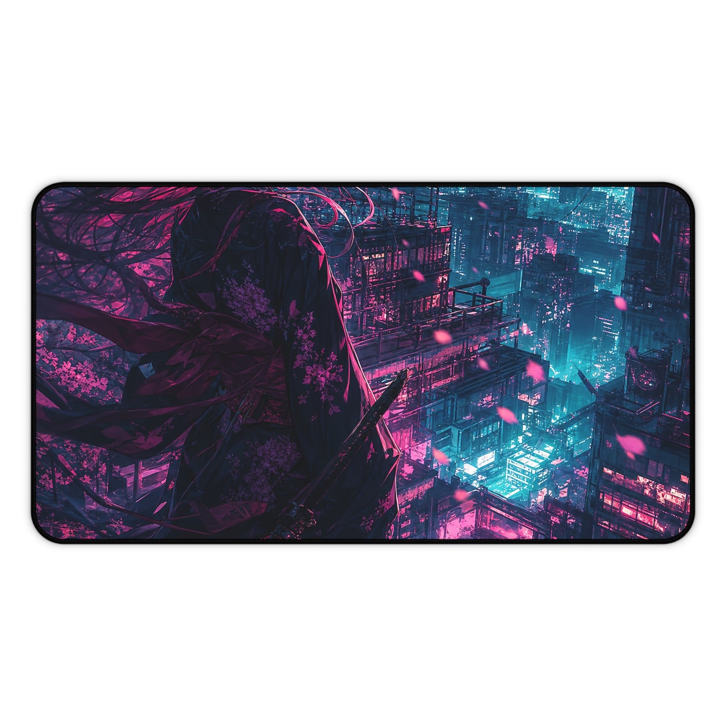 Cyberpunk City Street At Night - Anime Manga Gaming Desk Mat