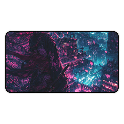 Cyberpunk City Street At Night - Anime Manga Gaming Desk Mat