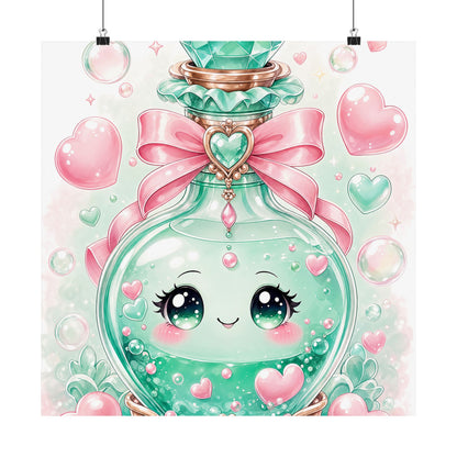 Cute Potion Bottle With Face - Kawaii Gaming Art Print (Matte Poster)