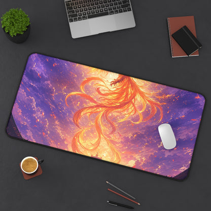 Phoenix Rising Over Temple - Anime Manga Gaming Desk Mat