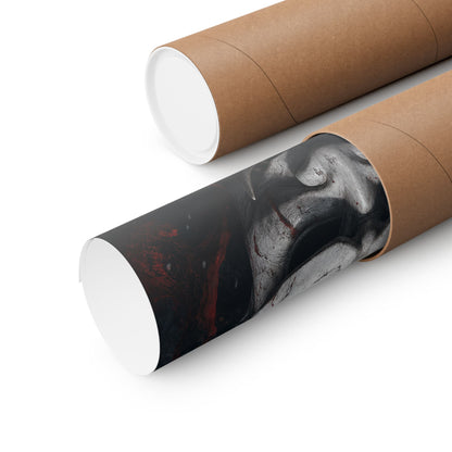 White Oni Mask With Hollow Black Eyes - Sudoni Brand Art Print (Matte Poster)