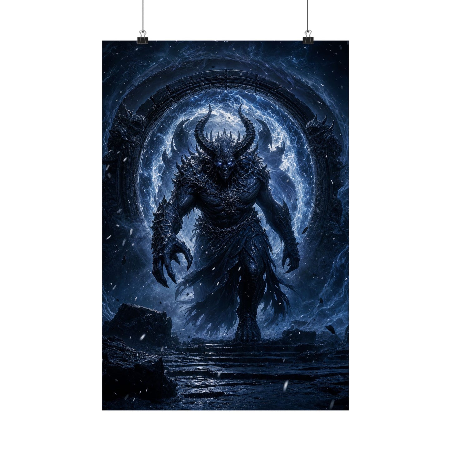 Demon Emerging From Portal - Dark Fantasy Art Print (Matte Poster)