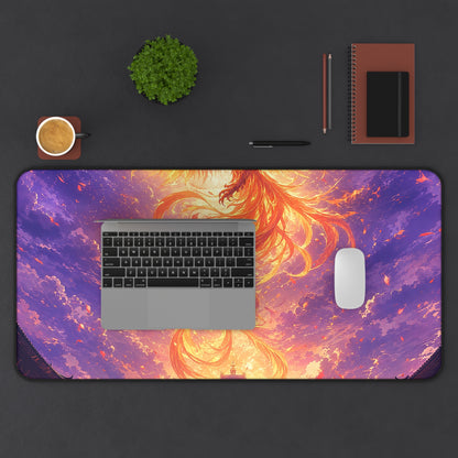Phoenix Rising Over Temple - Anime Manga Gaming Desk Mat