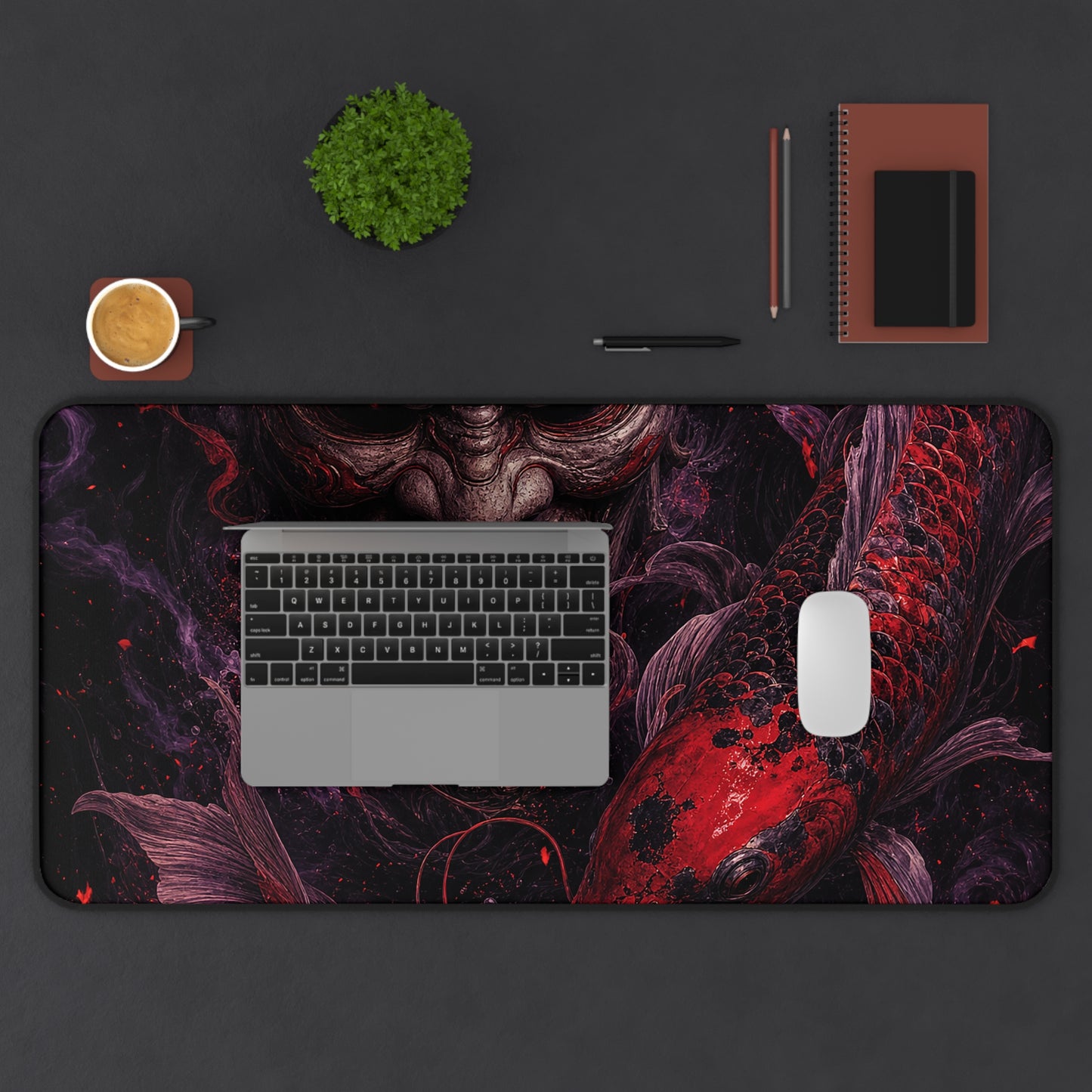 Oni Mask With Koi Fish - Sudoni Brand Gaming Desk Mat