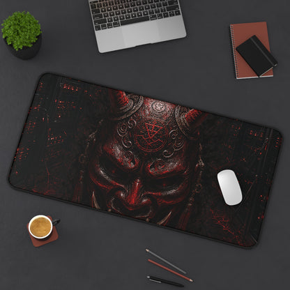 Oni Mask In Dark Server Room - Sudoni Brand Gaming Desk Mat