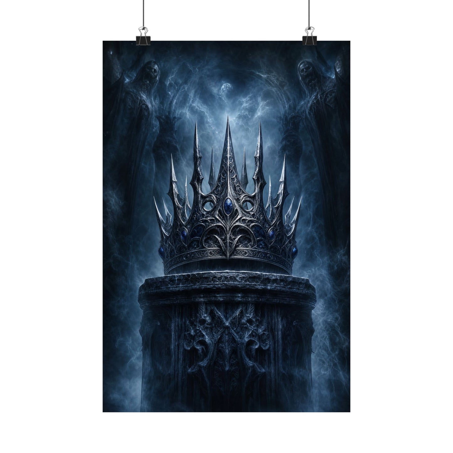 Cursed Crown On Pedestal - Dark Fantasy Art Print (Matte Poster)