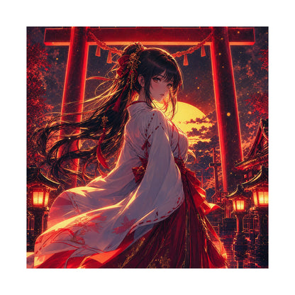 Shrine Maiden At Torii Gate - Anime Manga Art Print (Matte Poster)
