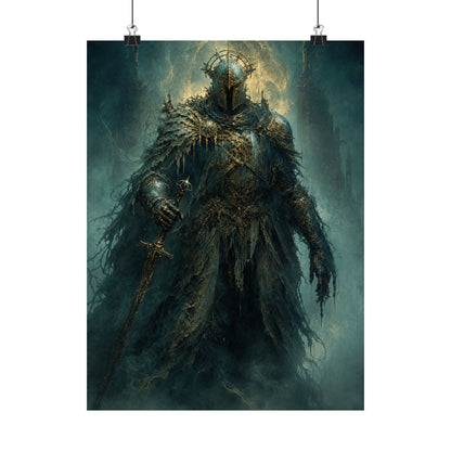 Corrupted Paladin In Decayed Armor - Dark Fantasy Art Print (Matte Poster)