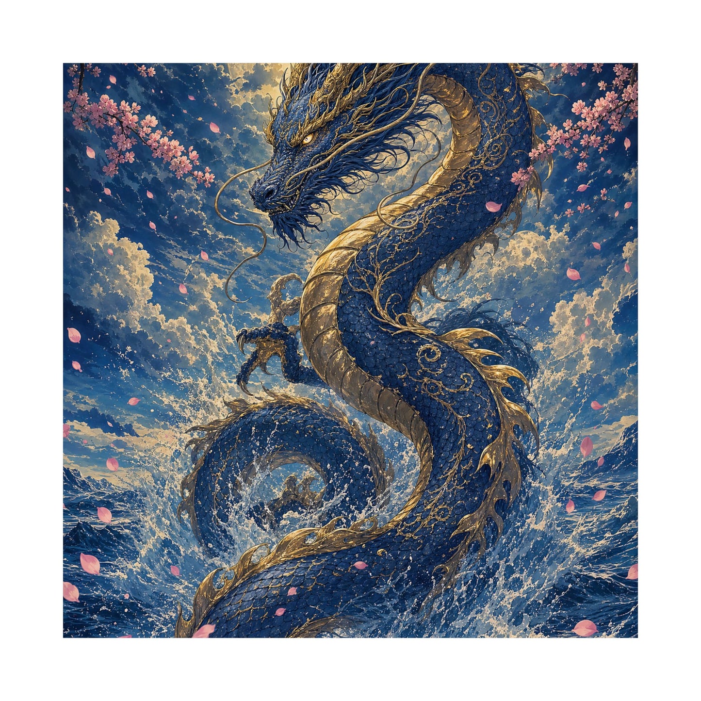 Ryuu Dragon Rising From The Ocean - Japanese Mythology Art Print (Matte Poster)