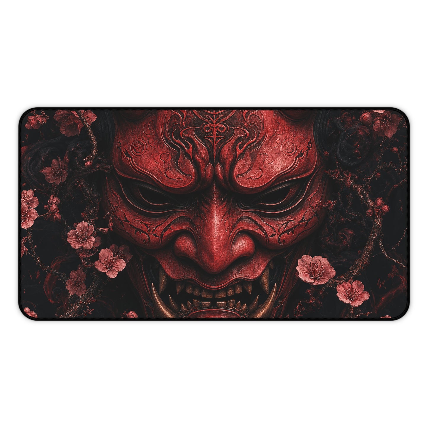 Oni Mask With Cherry Blossoms - Sudoni Brand Gaming Desk Mat