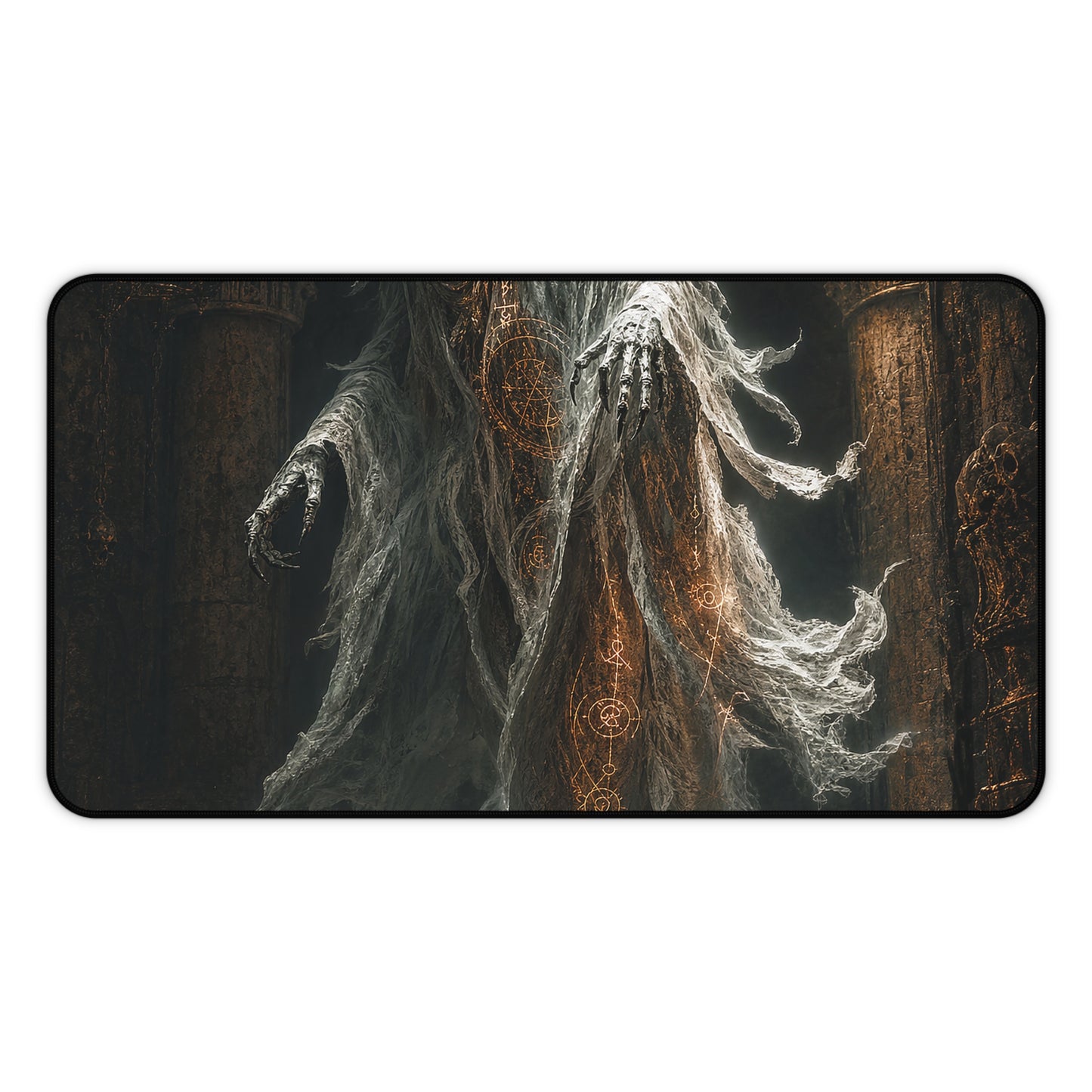 Wraith Floating Through Dungeon - Dark Fantasy Gaming Desk Mat