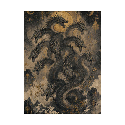 Yamatno Orochi Eight-Headed Serpent - Japanese Mythology Art Print (Matte Poster)