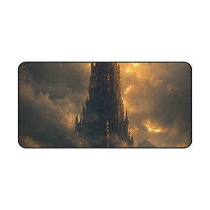 Dark Tower Piercing The Clouds - Dark Fantasy Gaming Desk Mat