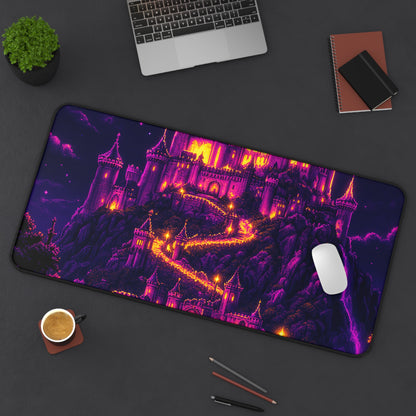 Pixel Art Castle On Hill - Gaming Culture Gaming Desk Mat