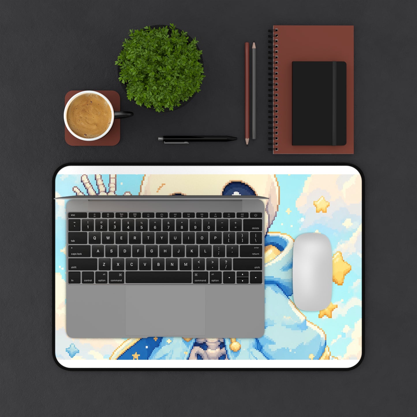 Chibi Skeleton Waving - Kawaii Gaming Gaming Desk Mat