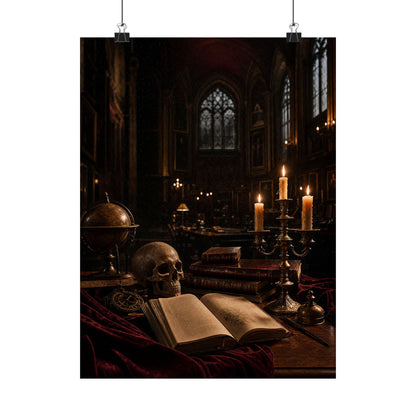 Dark University Hall At Midnight - Dark Academia Art Print (Matte Poster)