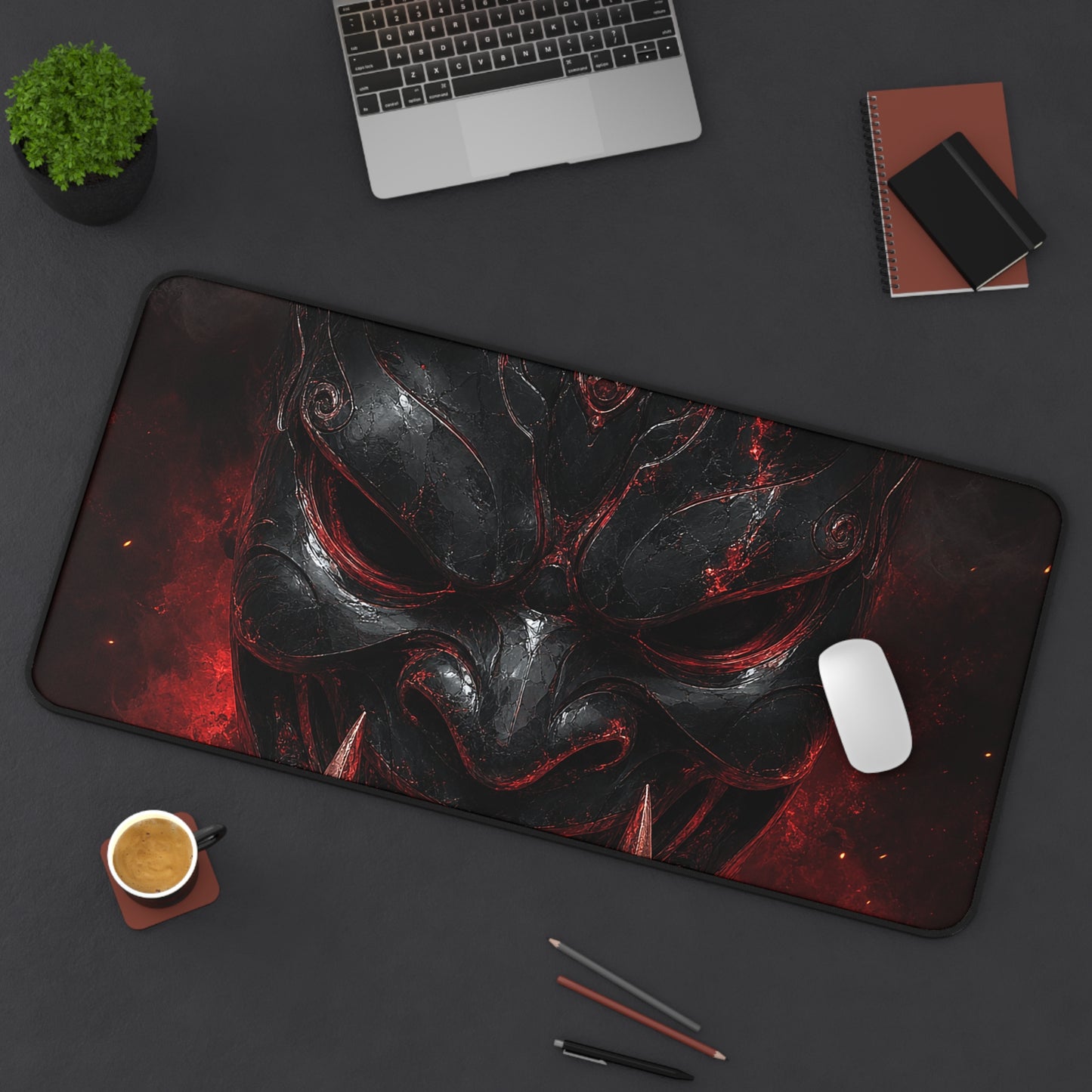 Oni Mask Made Of Obsidian - Sudoni Brand Gaming Desk Mat