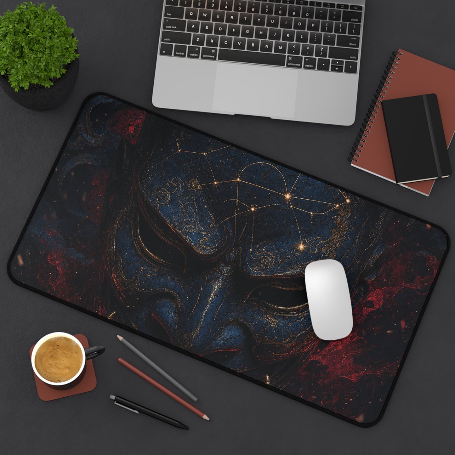 Oni Mask With Constellation Map - Sudoni Brand Gaming Desk Mat