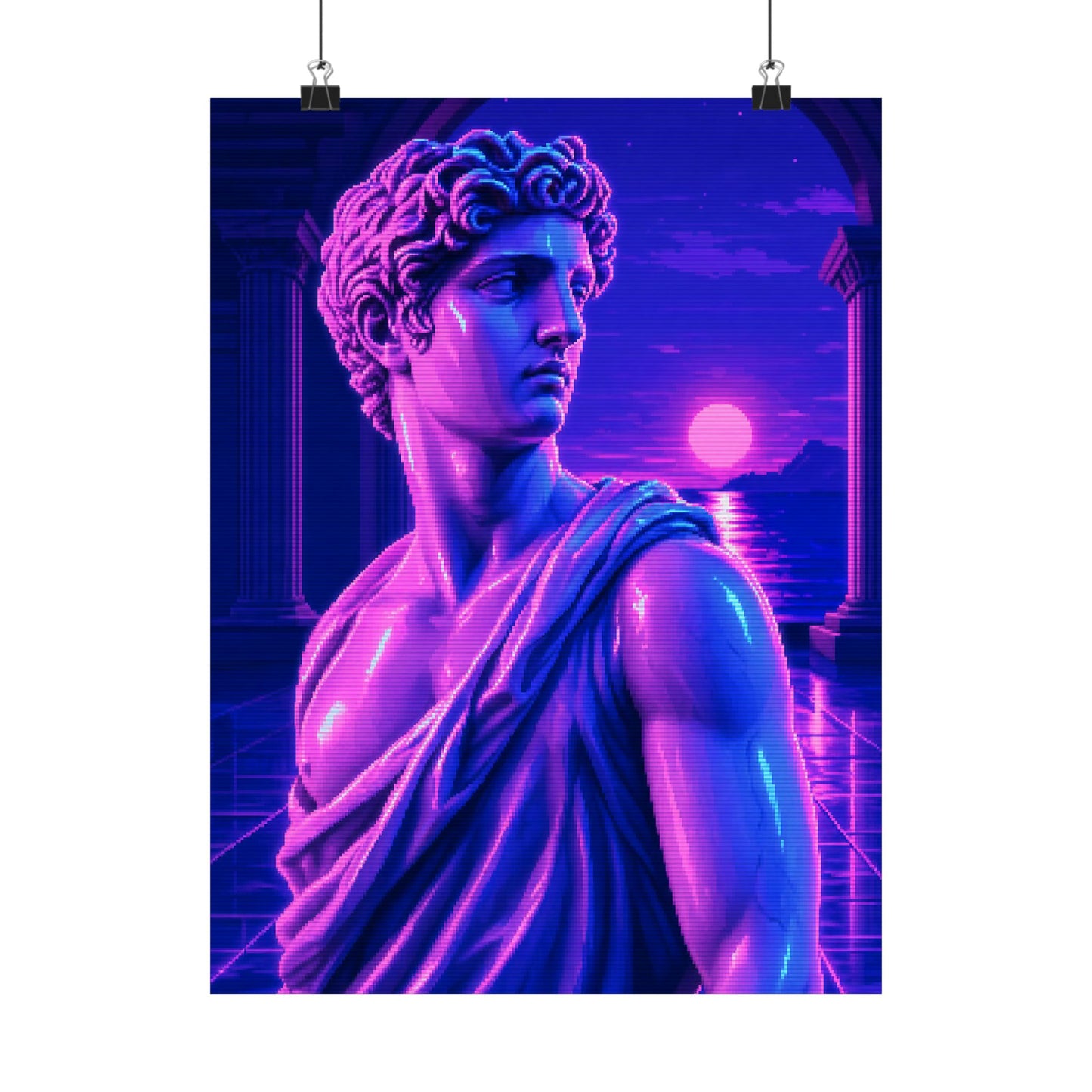 Vaporwave Greek Statue - Gaming Culture Art Print (Matte Poster)