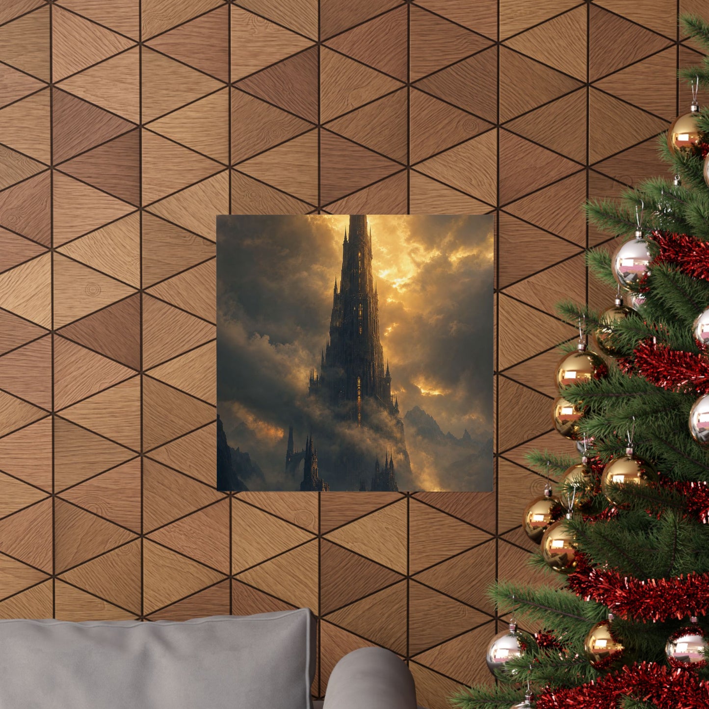 Dark Tower Piercing The Clouds - Dark Fantasy Art Print (Matte Poster)