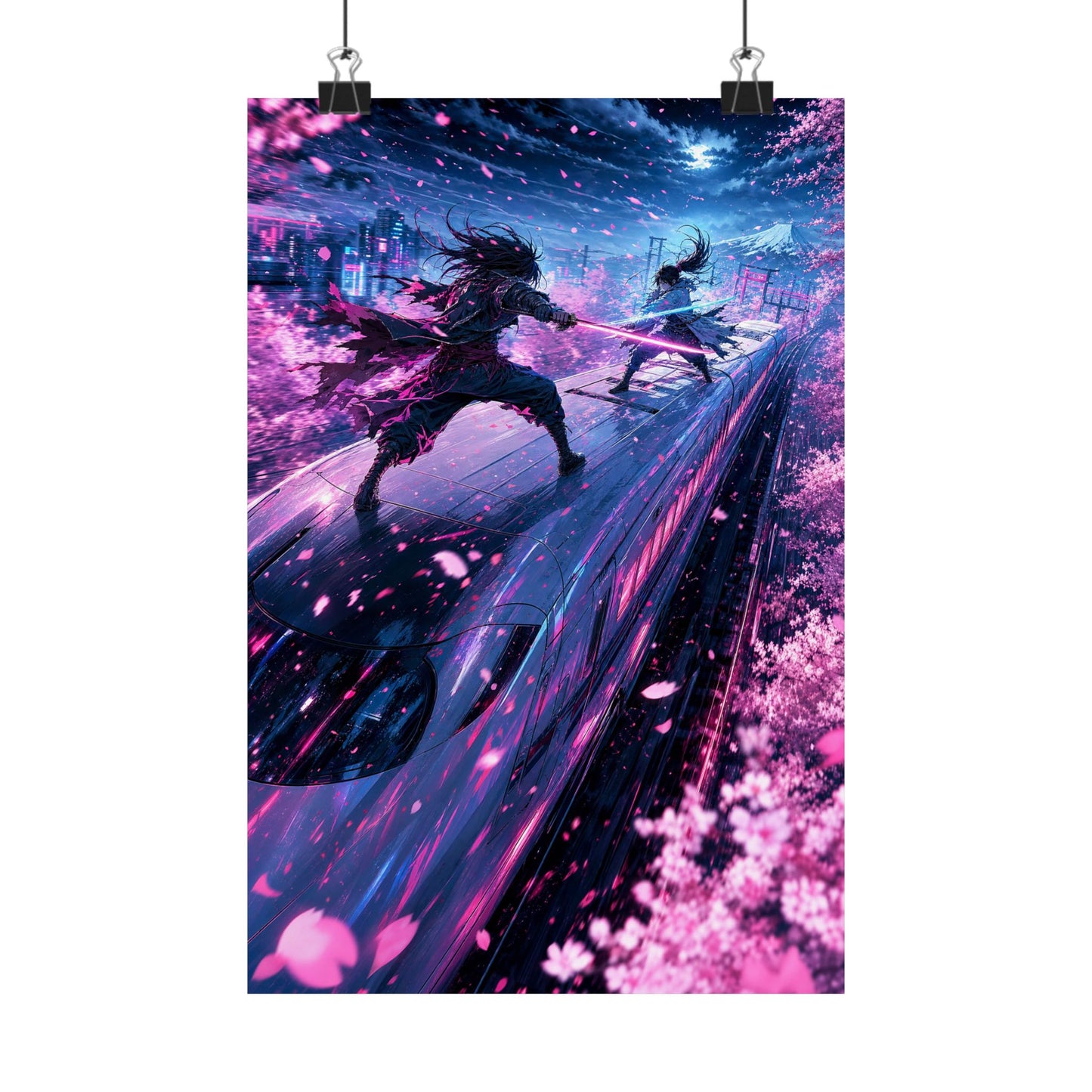 Battle Atop Moving Bullet Train - Anime Manga Art Print (Matte Poster)