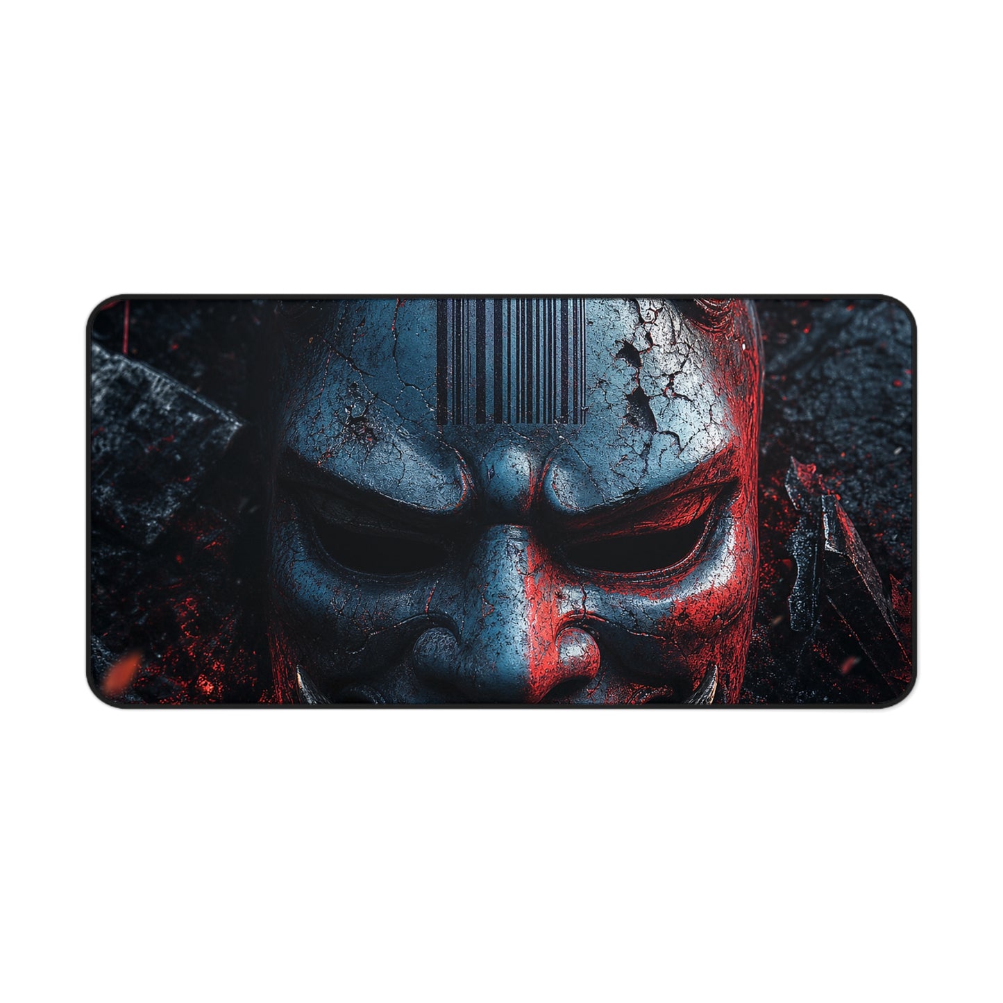 Oni Mask With Barcode - Sudoni Brand Gaming Desk Mat