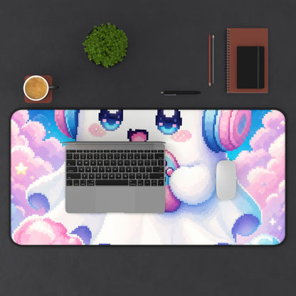 Cute Gaming Ghost With Controller - Kawaii Gaming Gaming Desk Mat