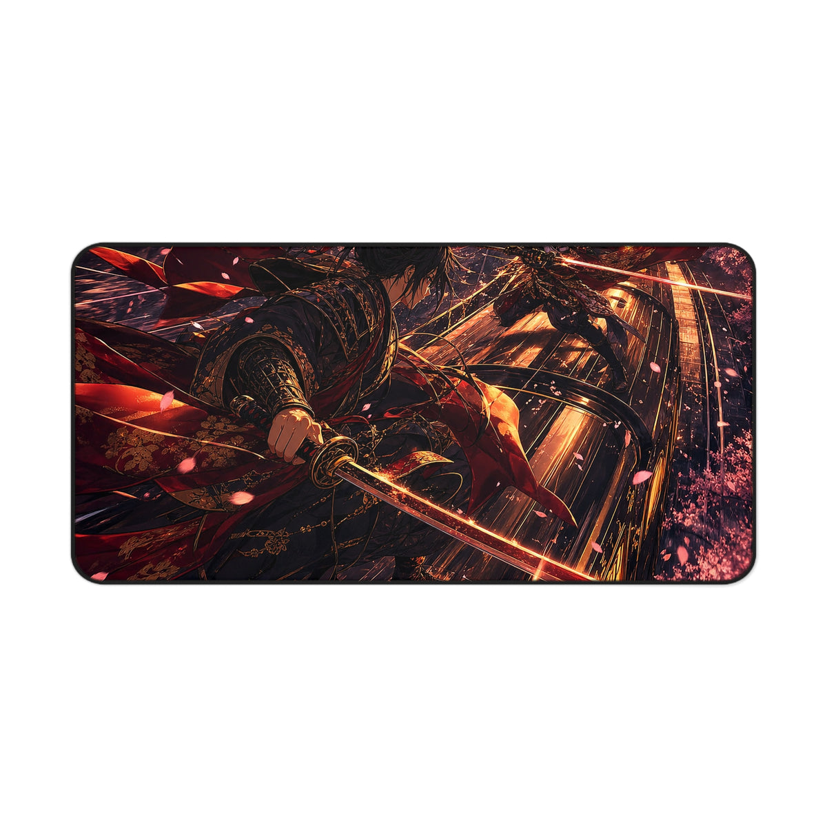 Battle On Train At Sunset - Anime Manga Gaming Desk Mat