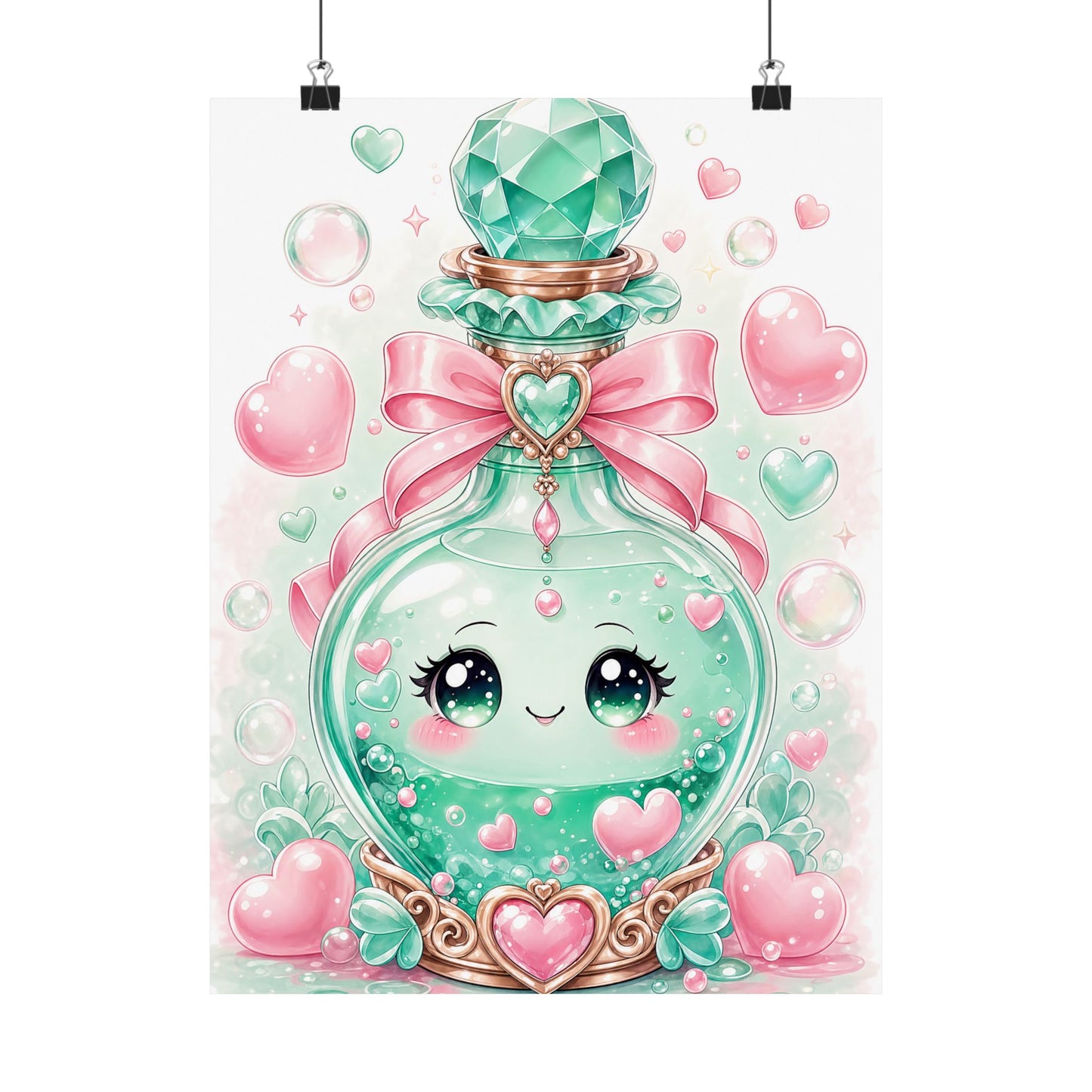 Cute Potion Bottle With Face - Kawaii Gaming Art Print (Matte Poster)