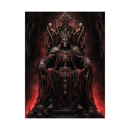 Skeletal King On Throne Of Bones - Dark Fantasy Art Print (Matte Poster)
