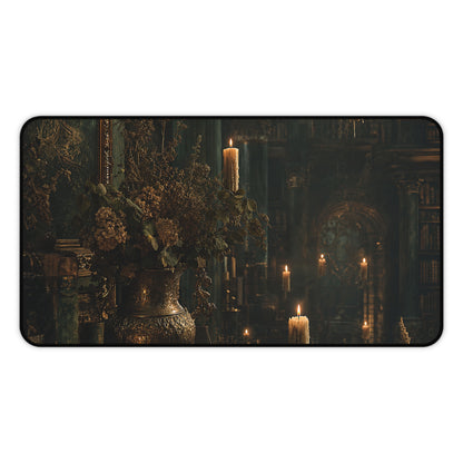 Ancient Library With Floating Candles - Dark Academia Gaming Desk Mat