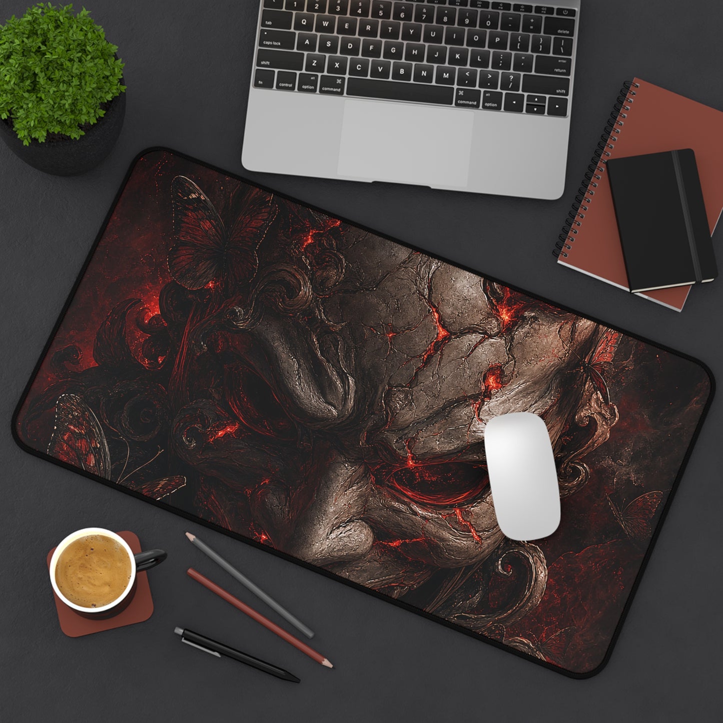 Oni Mask With Butterflies - Sudoni Brand Gaming Desk Mat