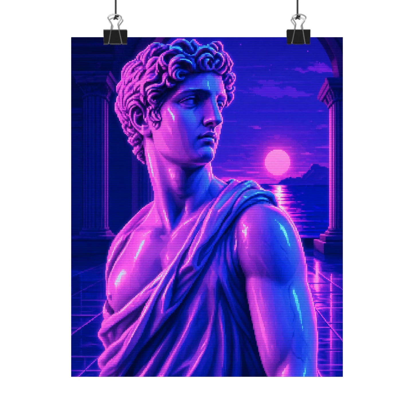 Vaporwave Greek Statue - Gaming Culture Art Print (Matte Poster)