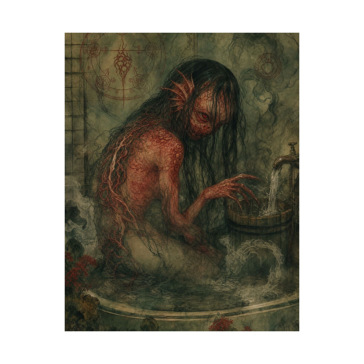Akaname Bathroom Demon - Japanese Mythology Art Print (Matte Poster) - Moikas
