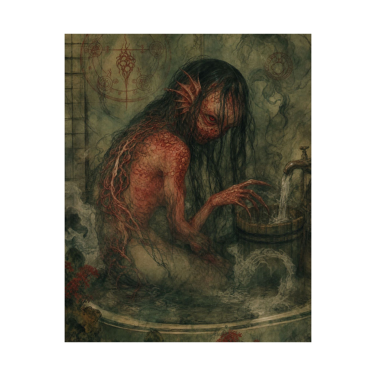 Akaname Bathroom Demon - Japanese Mythology Art Print (Matte Poster) - Moikas
