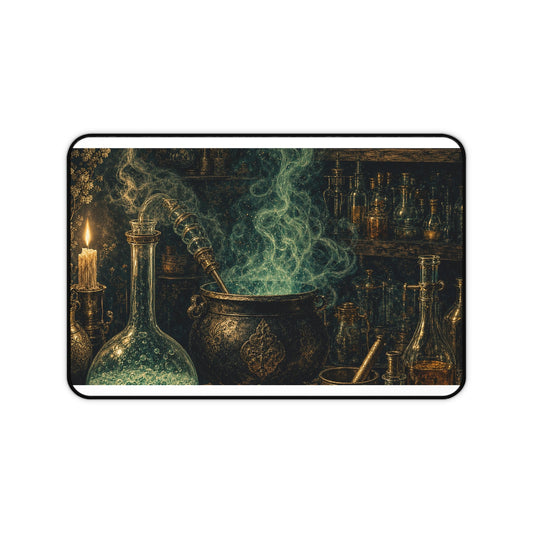 Alchemy Lab With Bubbling Potions - Dark Academia Gaming Desk Mat - Moikas