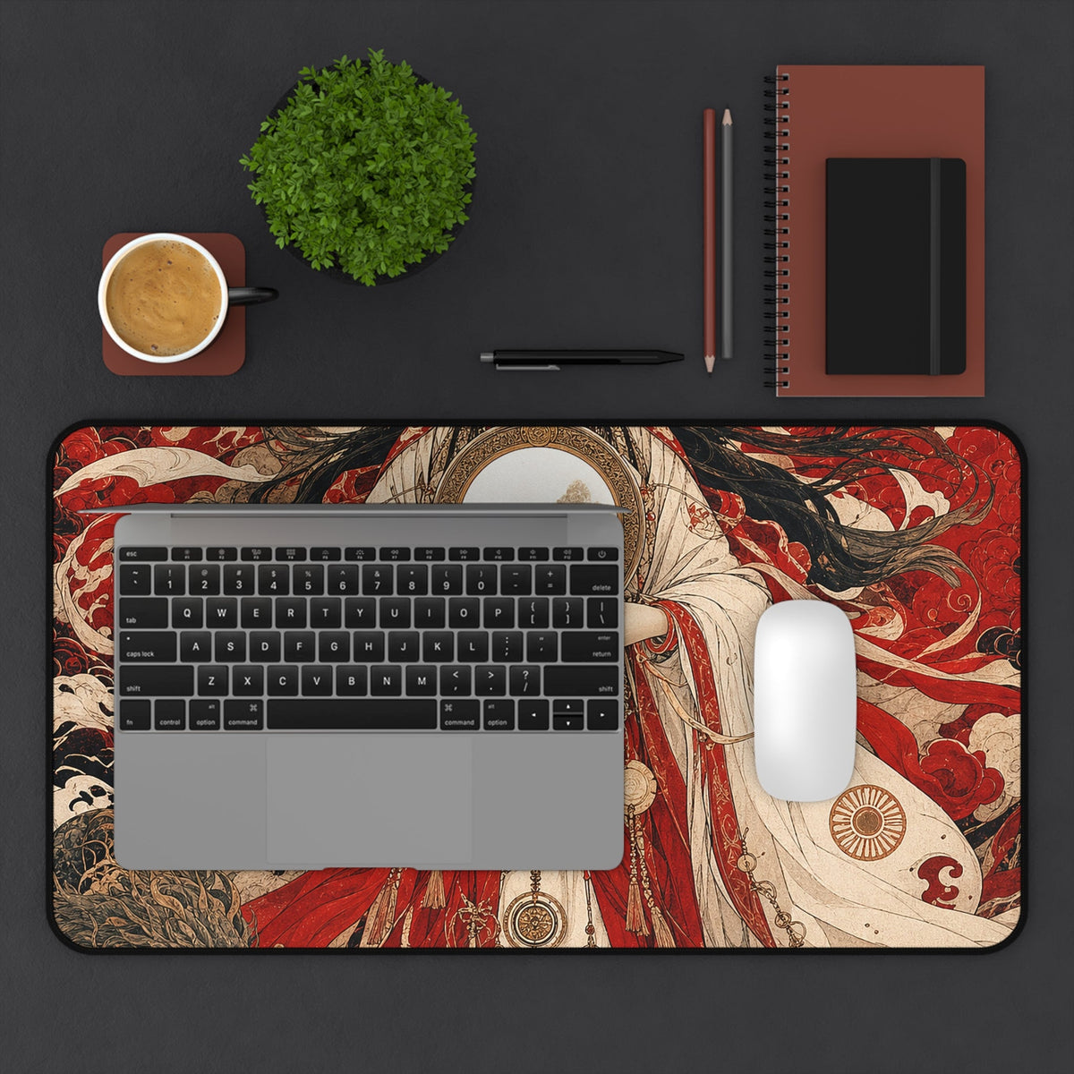 Amaterasu Sun Goddess With Mirror - Japanese Mythology Gaming Desk Mat - Moikas