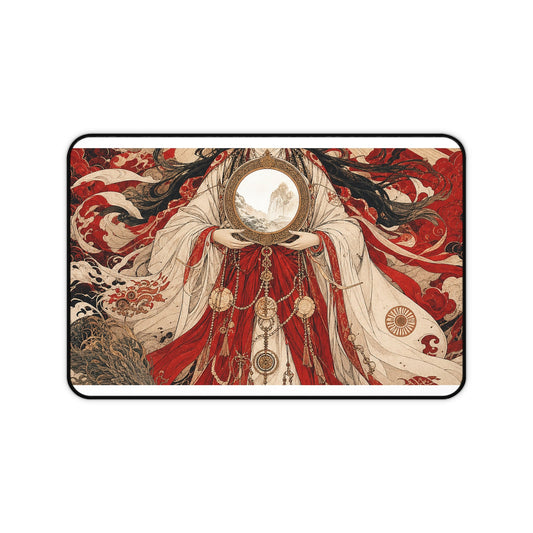 Amaterasu Sun Goddess With Mirror - Japanese Mythology Gaming Desk Mat - Moikas