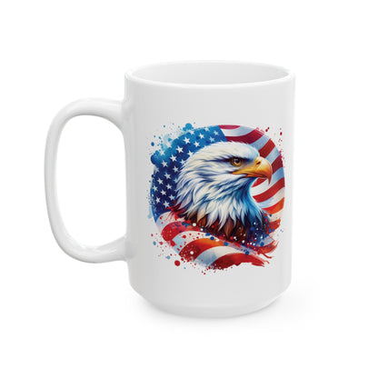 American Freedom | Inspirational Cup, American Eagle Coffee Cup, Office Or Geek Gift | White Coffee Mug (11/15oz) Freedom Cup - Moikas