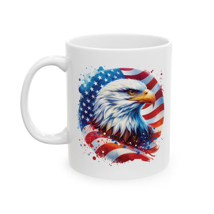 American Freedom | Inspirational Cup, American Eagle Coffee Cup, Office Or Geek Gift | White Coffee Mug (11/15oz) Freedom Cup - Moikas