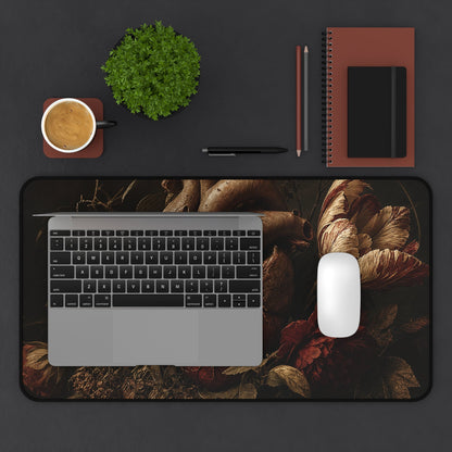 Anatomical Heart With Flowers - Dark Academia Gaming Desk Mat - Moikas